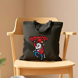 Hip Hop Graphic Tote Bag - Music Culture Canvas Shopper