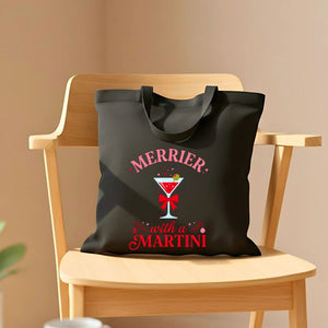 Merrier With Martini Festive Cocktail Illustration Tote Bag