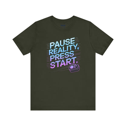 Gamer Pause Reality Press Tee - Unisex Jersey Short Sleeve
