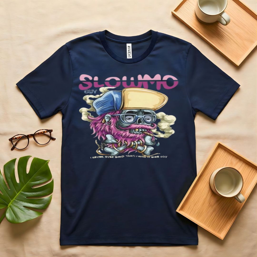 Retro "Slowmo" Distressed Graphic on Oversized Streetwear T-Shirt