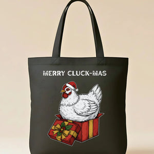 "Merry Cluck-Mas" Funny Chicken Holiday Tote Bag