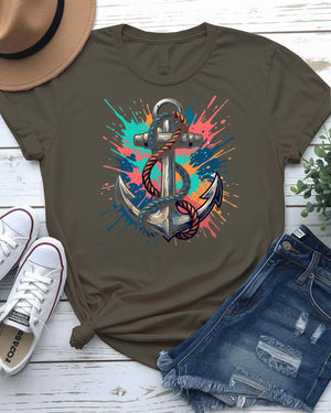 Nautical anchor design tee traditional rope wrapped anchor graphic