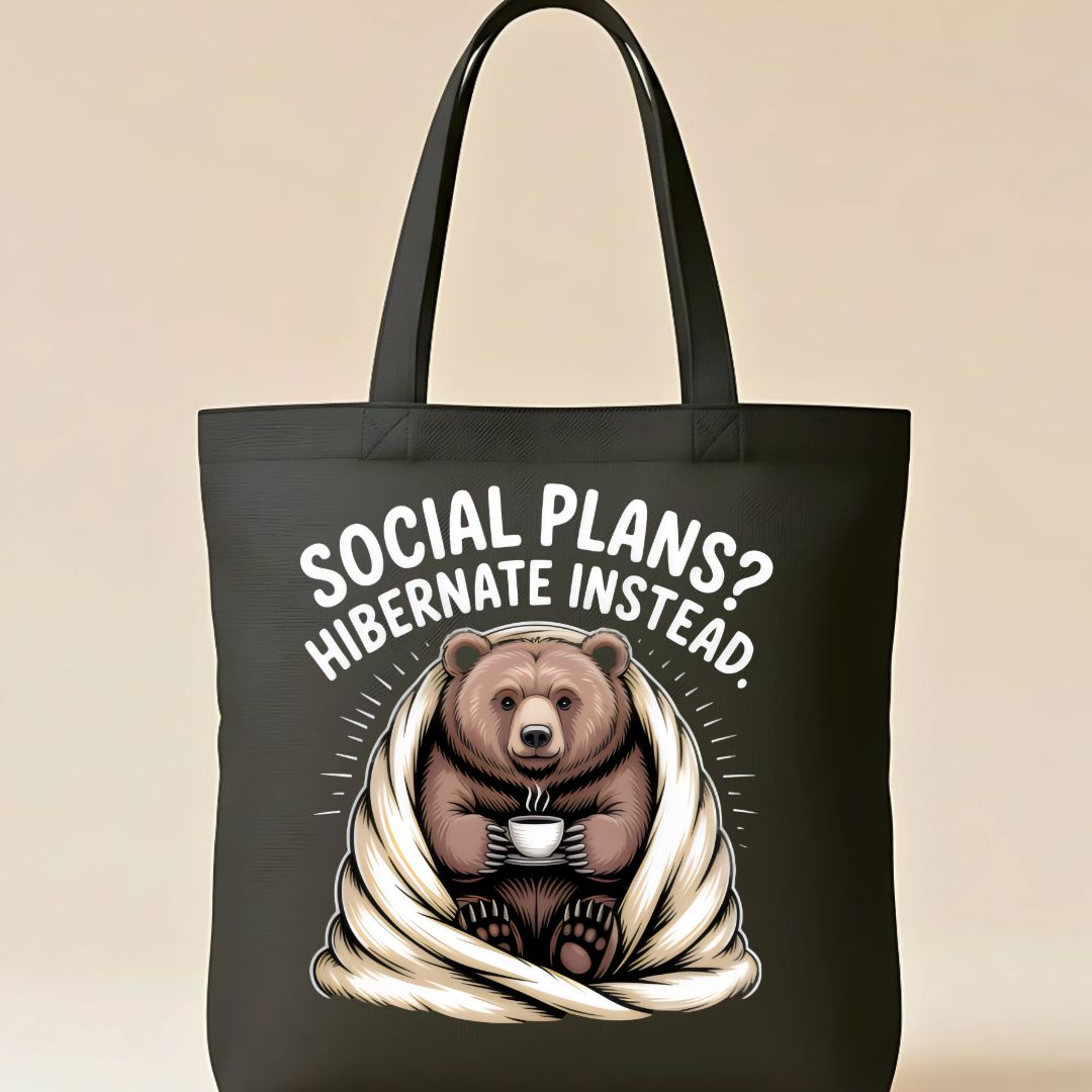 "My Social Battery" Cute Animal Introvert Meme Tote Bag