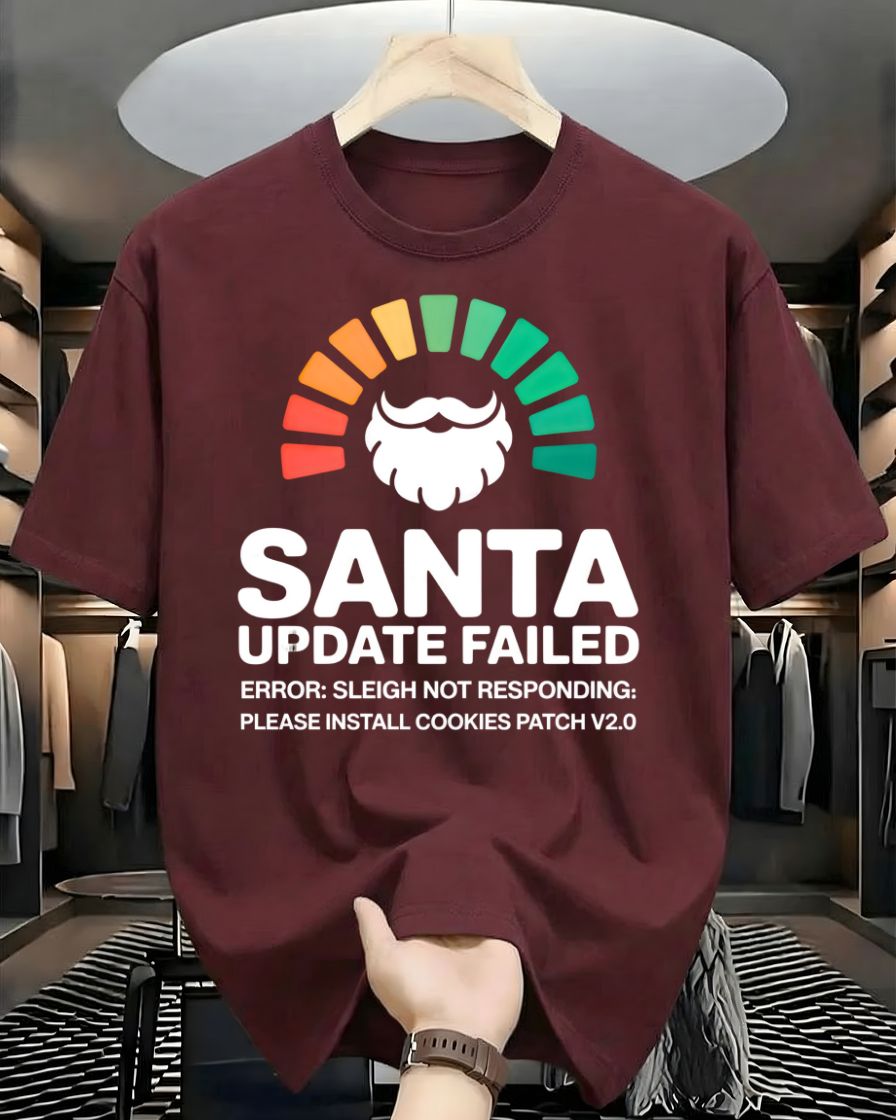 "Santa Updates Failed" Software Error Parody Christmas T-Shirt