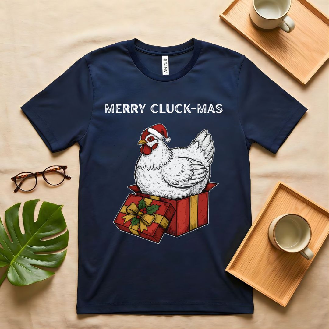 Merry Cluck Mas Funny Chicken Christmas Pun T-Shirt