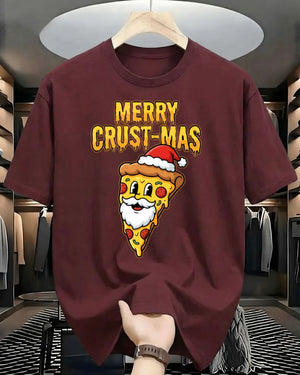 "Merry Crustmas" Pizza Holiday Pun Funny T-Shirt