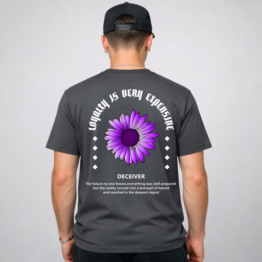 Destiney Streetwear Tee with compass needle pointing north on model