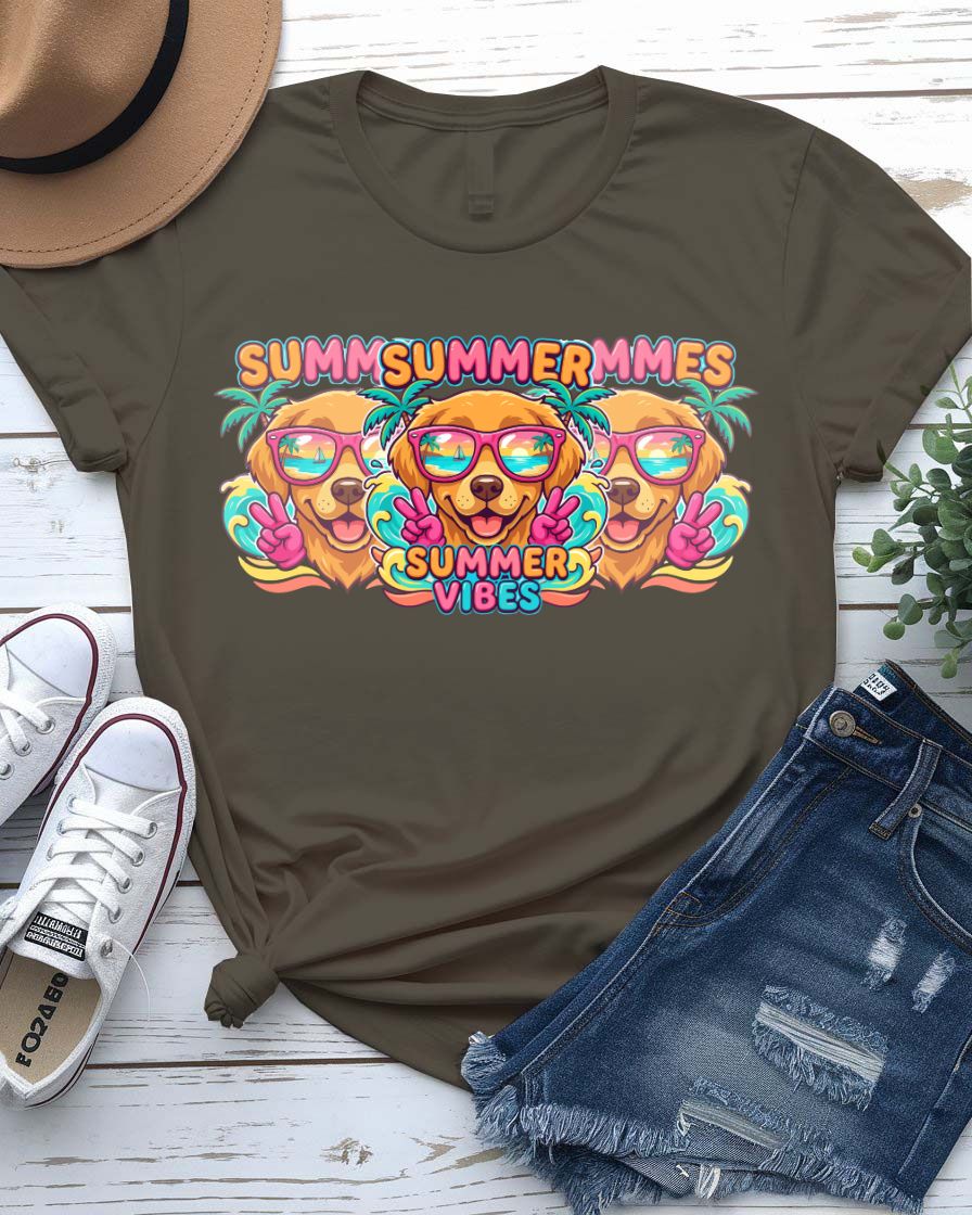 Colourful face summer vibes tee rainbow smile graphic