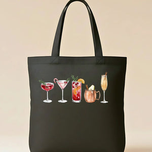 Christmas Drinks Festive Holiday Cocktail Illustration Tote Bag