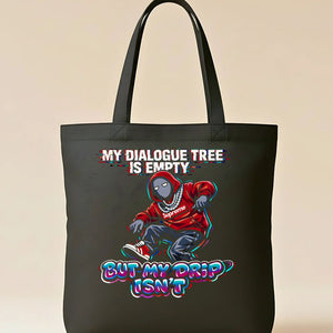 "My Dialoged Tree Is Empty" artistic graphic tote bag on canvas