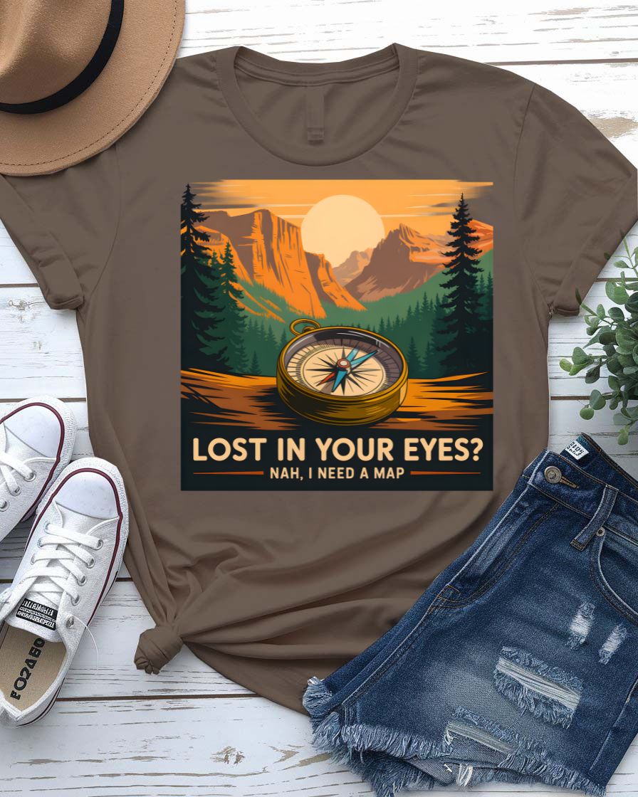 Lost in Your Eyes Tee with elegant script text on soft vintage white