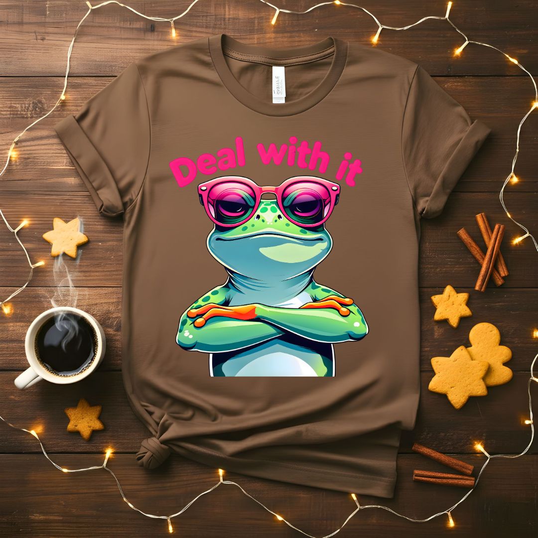Smug "Deal With It" Meme Frog Funny T-Shirt