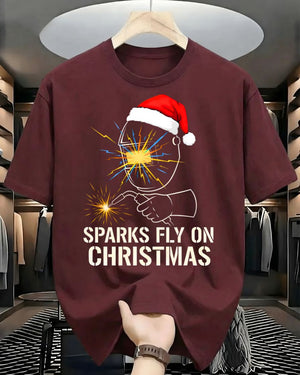 "Sparky's First Christmas" Funny Anxious Dog Holiday T-Shirt