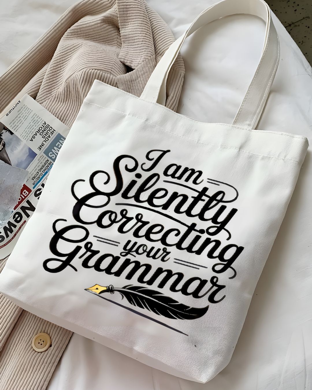 I am Silently Correcting Your Grammar" Funny Tote Bag
