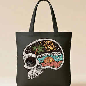 Good Times Skull Lovers Graphic Canvas Tote Bag