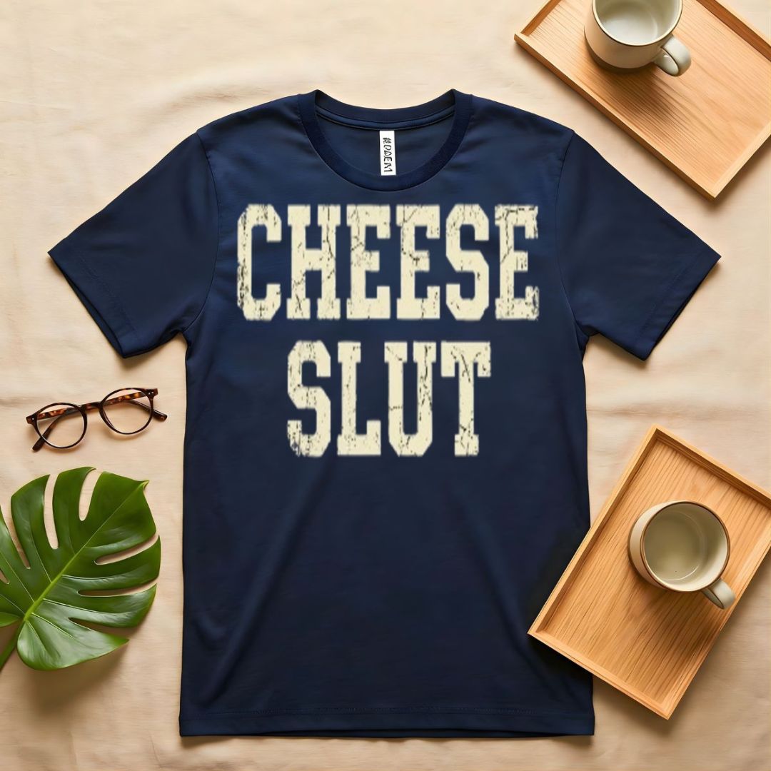 Cheese Lover's Minimalist Graphic T-Shirt on Model