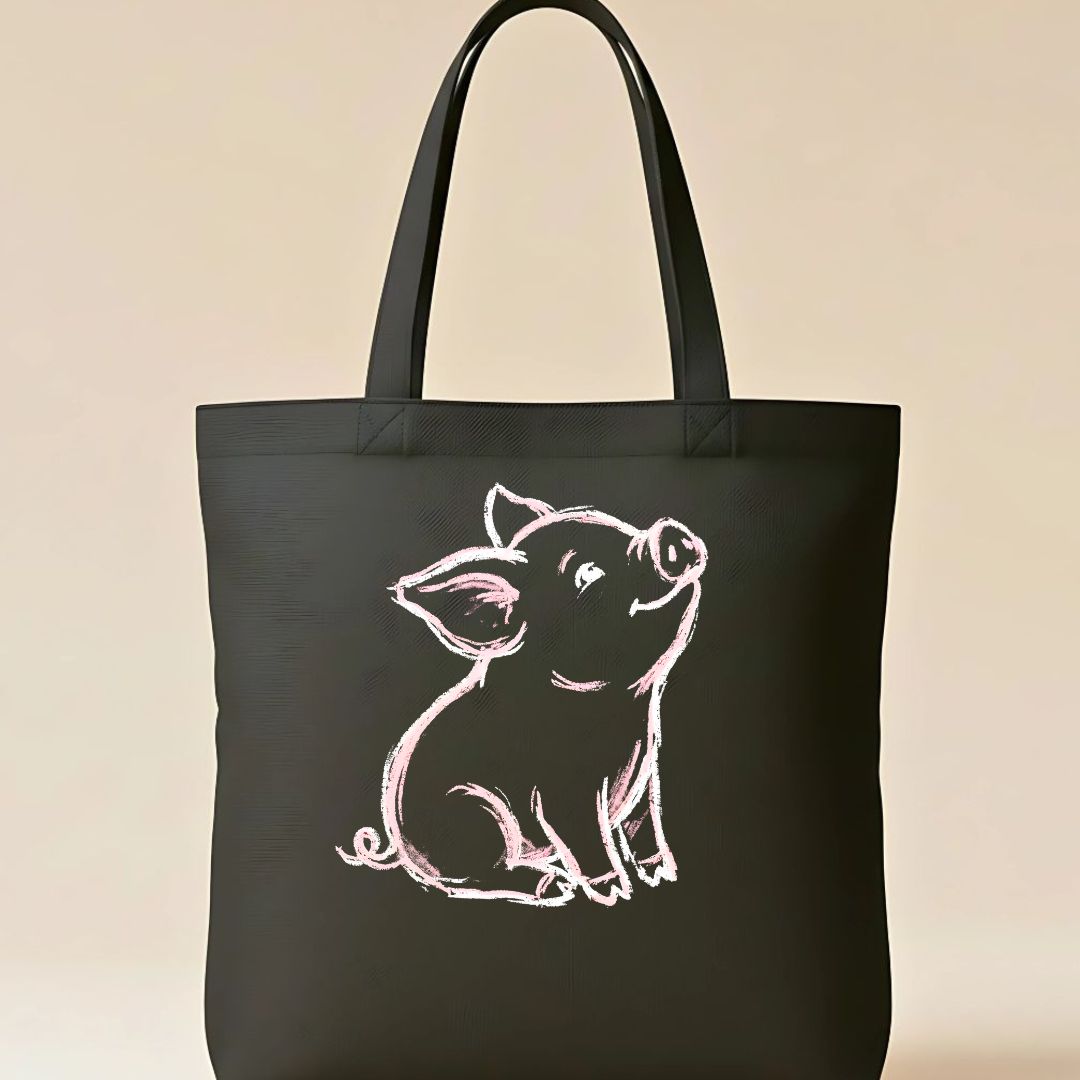 Ceramic Piggy Bank Multicolored Design Tote Bag
