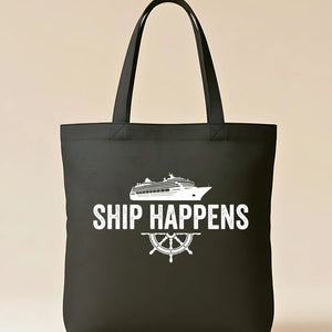 "Ship Happens" Funny Nautical Pun Tote Bag