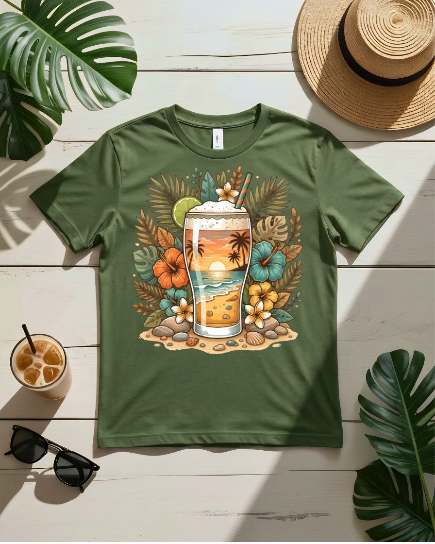 Golden hour cocktail tee sunset drink orange slice graphic