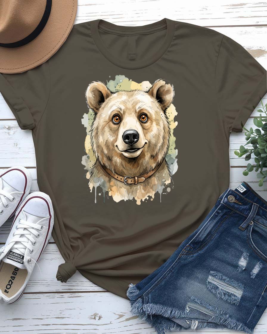 Cute bear tee smiling bear face with honey pot graphic