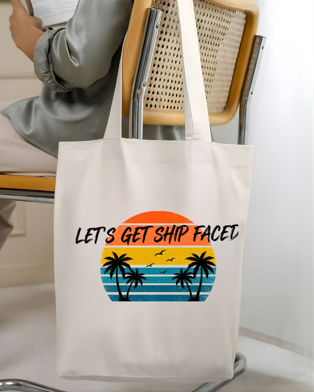Let's Get Ship Faced Nautical Drinking Pun Tote Bag
