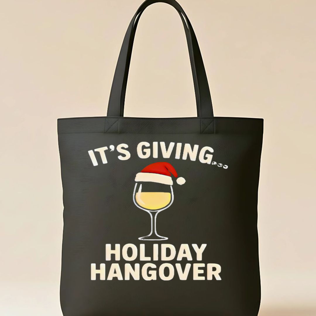 Holiday Hangover Tote Bag with Funny Post-Christmas Design