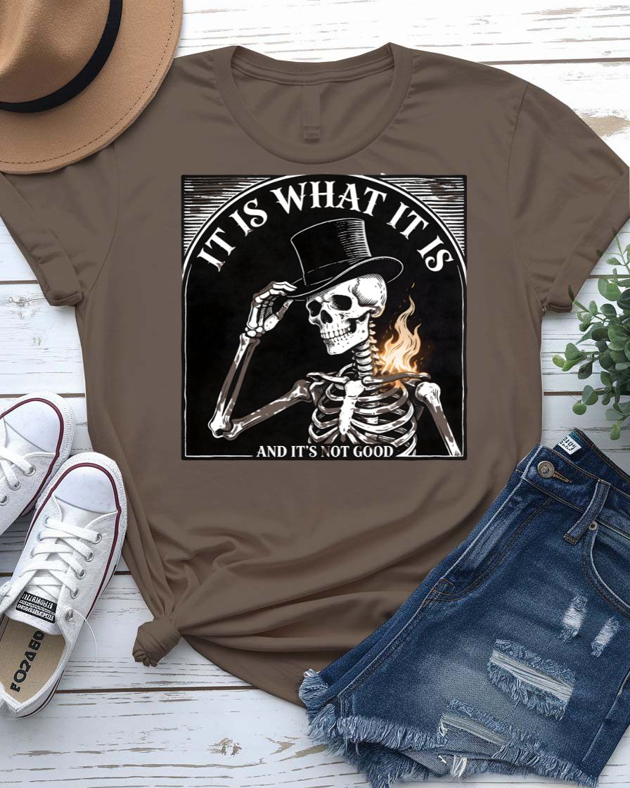 Skull Lovers t-shirt with two ornate skulls embracing in a romantic design