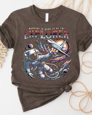 Explorer Space Lover's Tee with astronaut and galaxy graphic