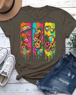 Colorful summer tee rainbow sunburst graphic vibrant design