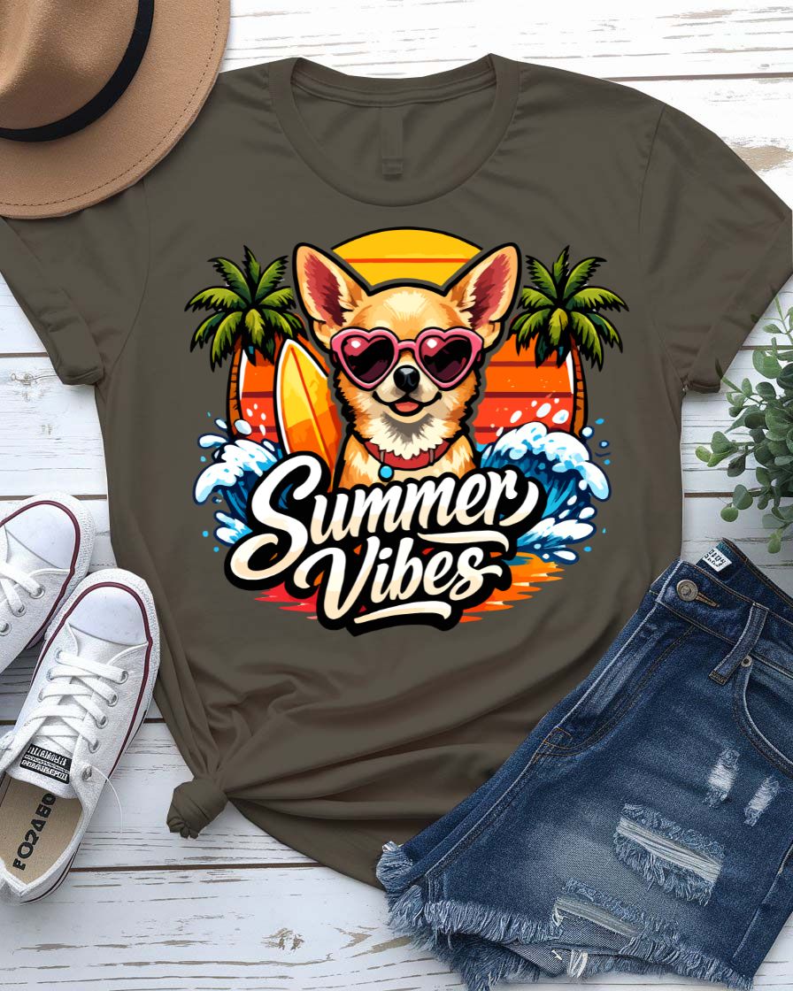 Summer vibes tee smiling sun graphic front view