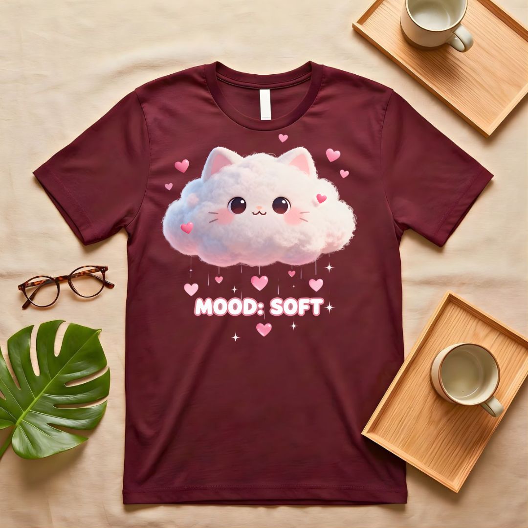 Mood Soft Love Minimalist Comfort T-Shirt on Model