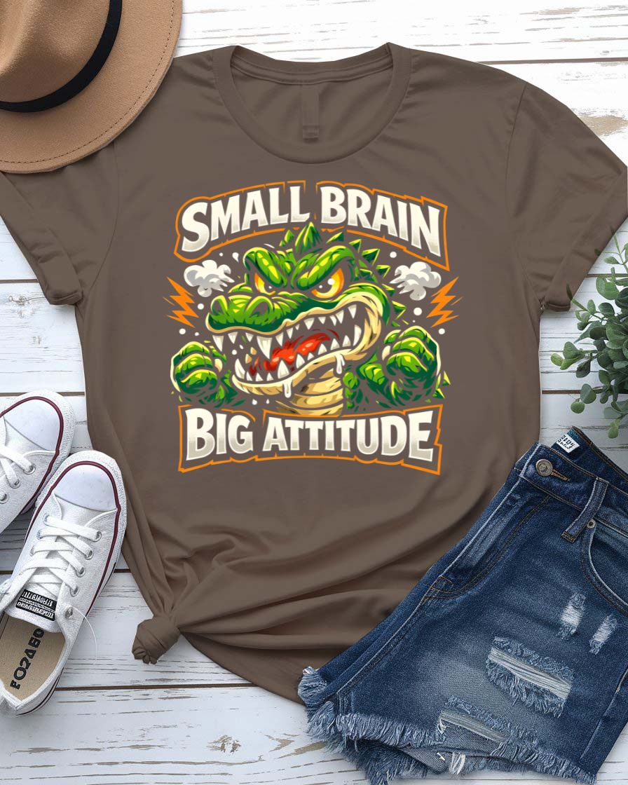 Small Brain Big Attitude Graphic T-Shirt