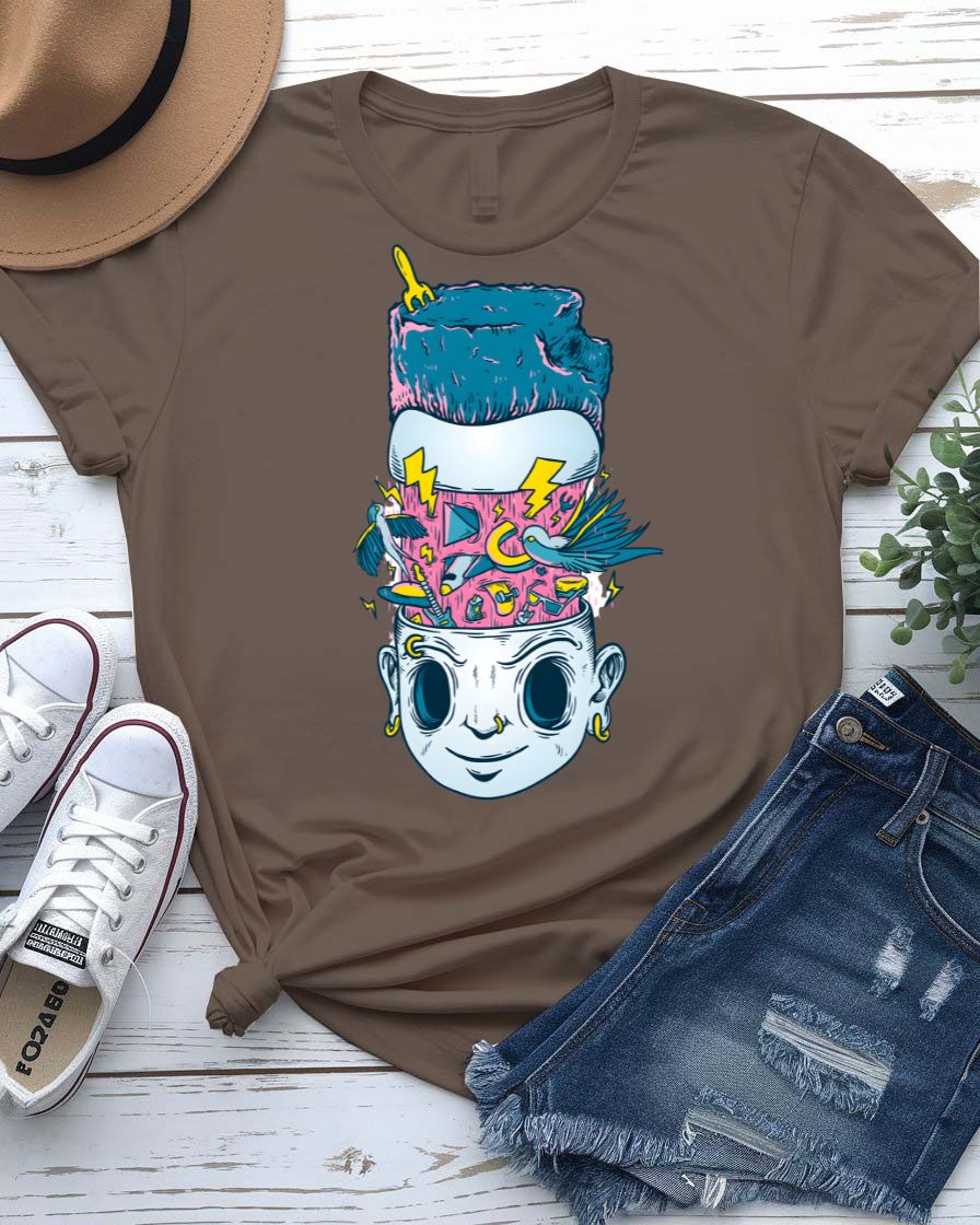 Overthinker t-shirt with minimalist bold typography on heather grey