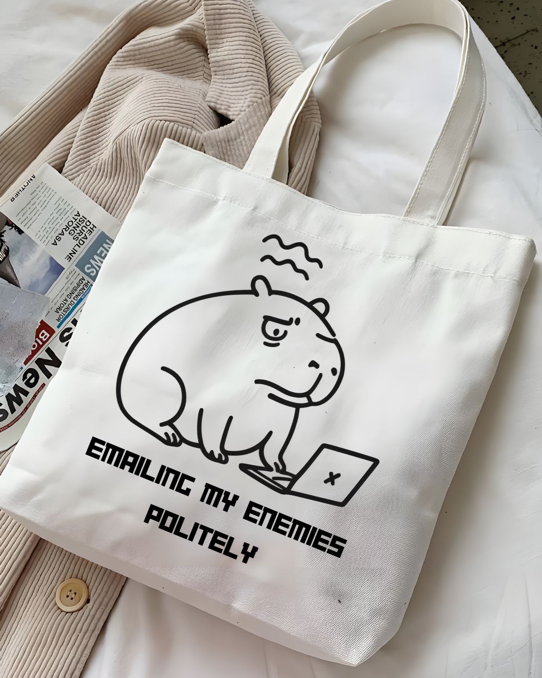 "Emailing My Enemies" Funny Animal Meme &amp; Office Humor Tote Bag