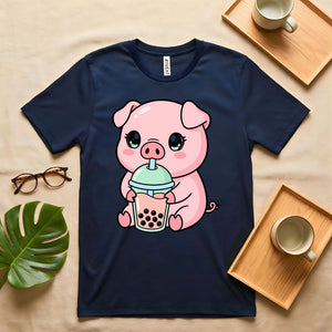 Piggy Bank Drinking Cocktail Funny Meme T-Shirt