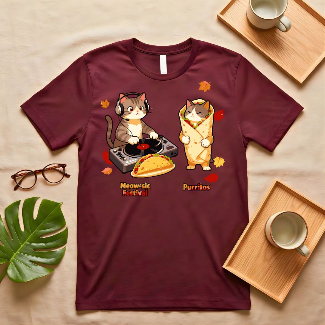 Meow-Sic Festival Vintage Cat Band Graphic T-Shirt