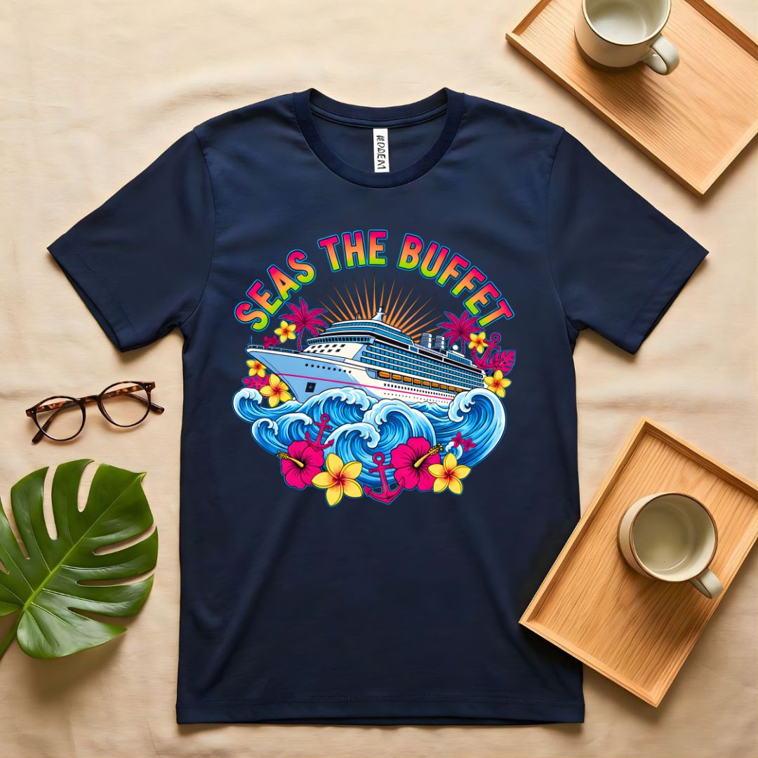 Seas The Buffet Cruise Ship Food Pun T-Shirt