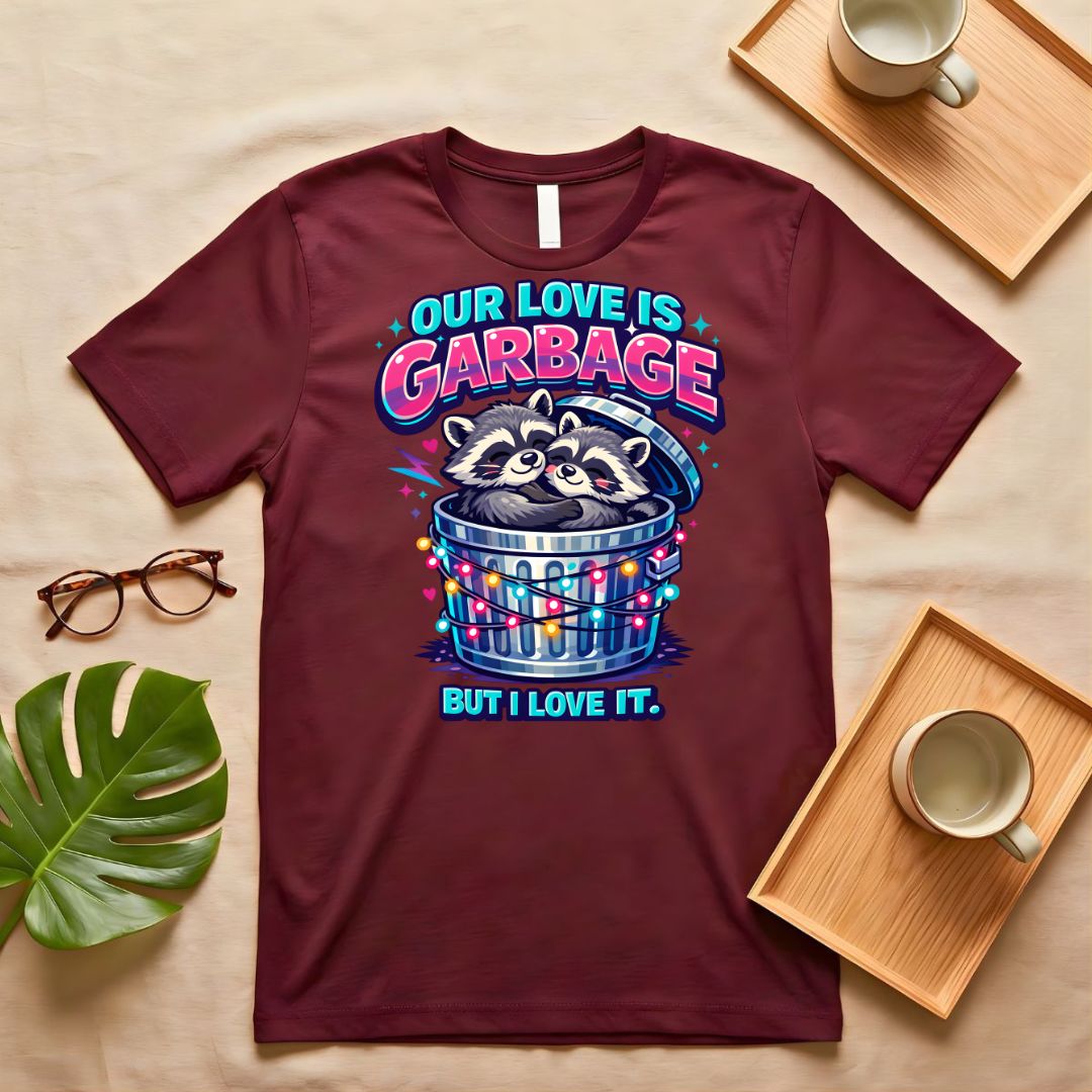 Our Love is Garage Raccoon Quirky Couple T-Shirt