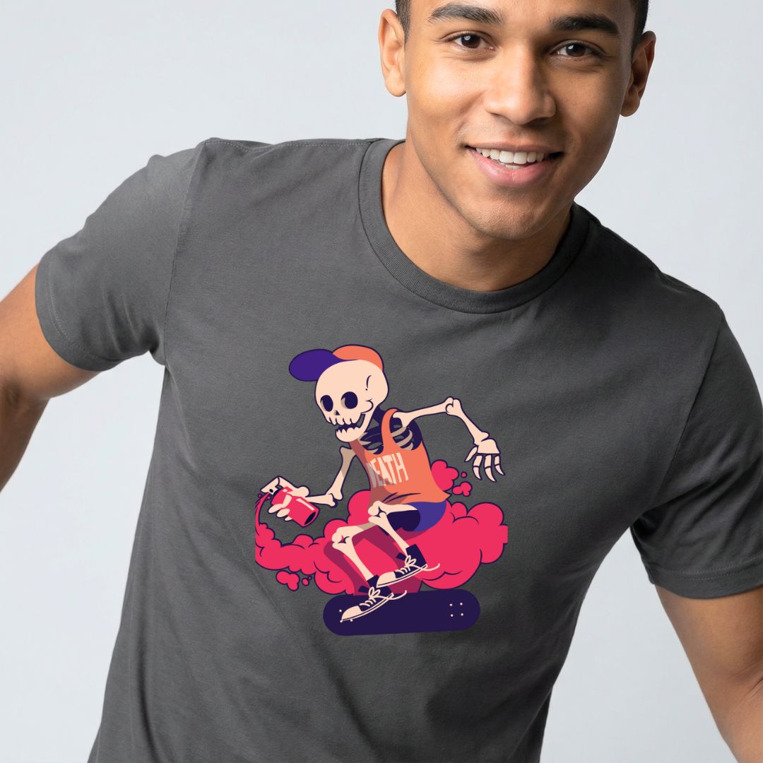 Skull Spray Streetwear Tee — Urban Grunge Graphic T-Shirt