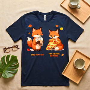 Fox Love Pizza Cute Animal Graphic T-Shirt