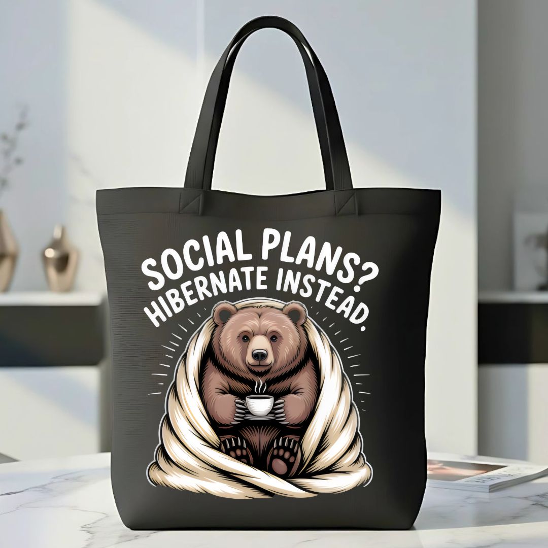 "My Social Battery" Cute Animal Introvert Meme Tote Bag