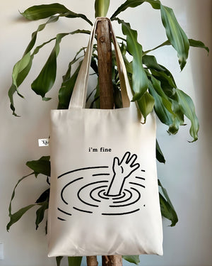 I am Fine Funny Meme Dog Tote Bag (This is Fine)