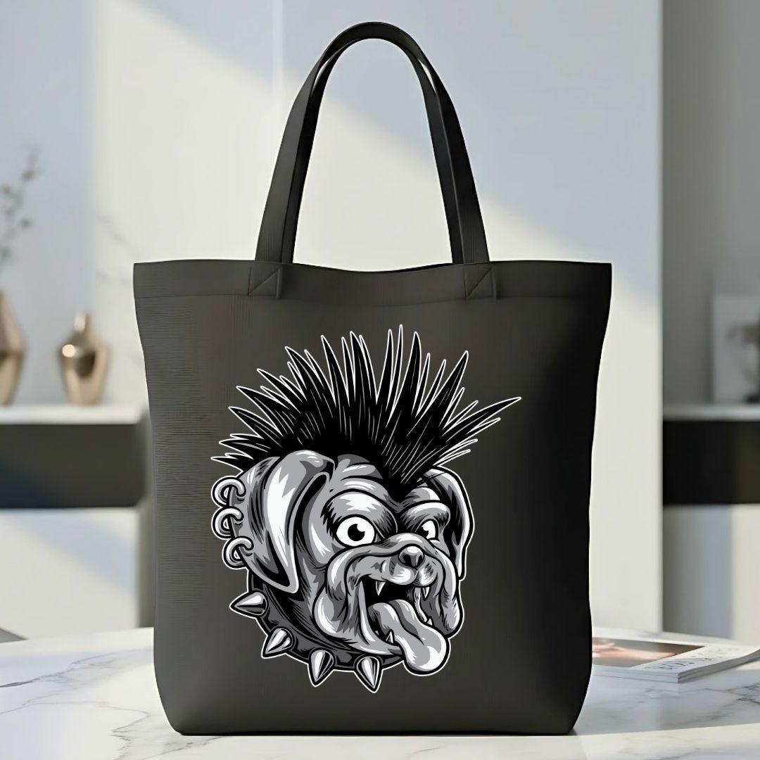 Punk Graphic Cotton Canvas Tote Bag - Anarchy Symbol Market Tote