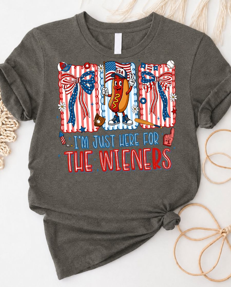 I Am Just Here For Winners 4th of July Tee with star-spangled text