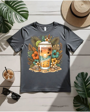 Golden hour cocktail tee sunset drink orange slice graphic