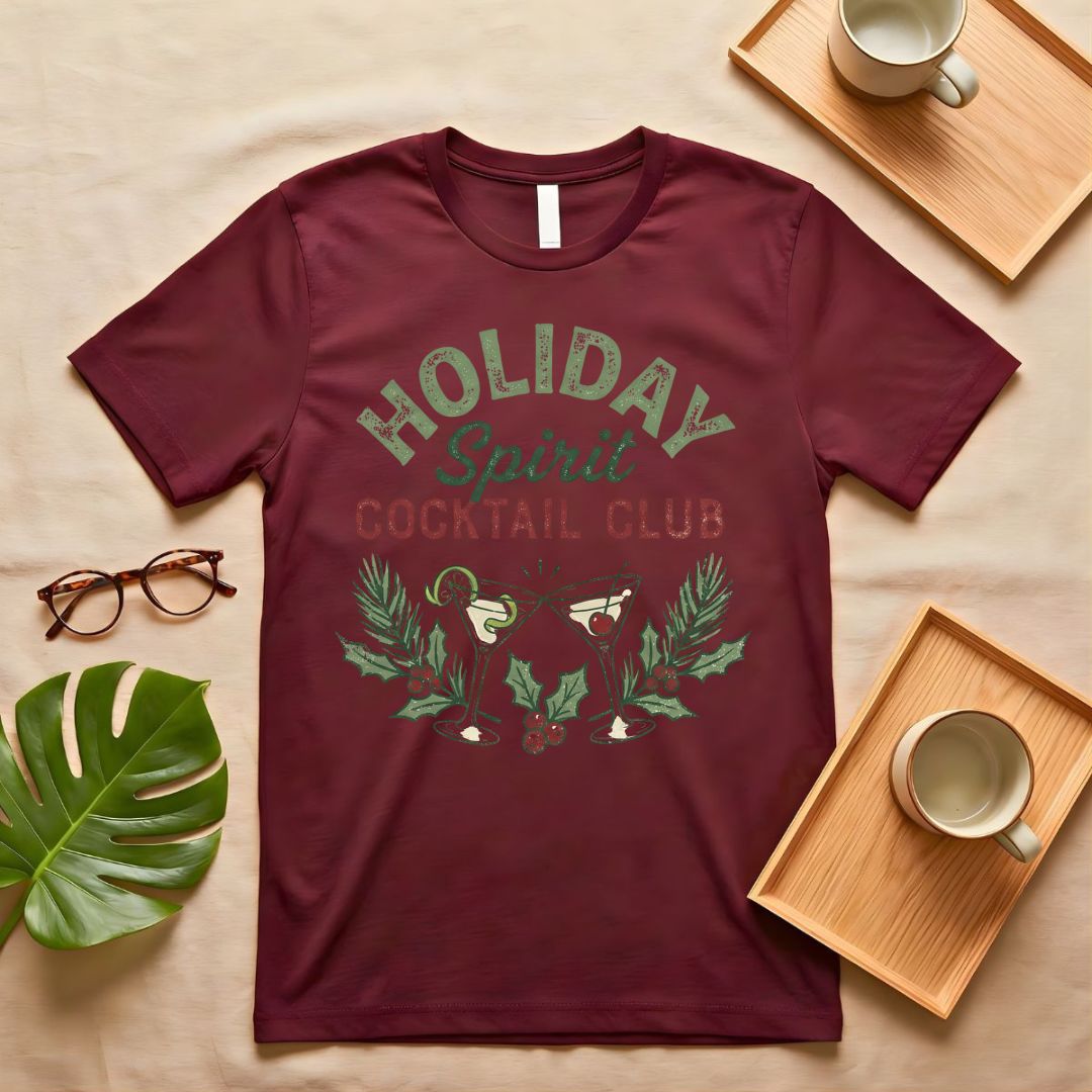 Holiday Spirit Cocktail Club Pun Humor T-Shirt