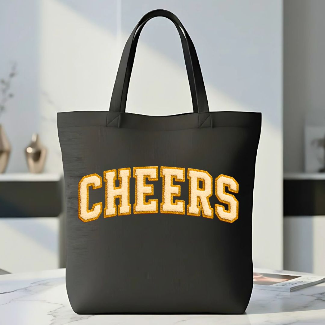 Bold "Cheers" Print on Cotton Canvas Reusable Grocery Tote