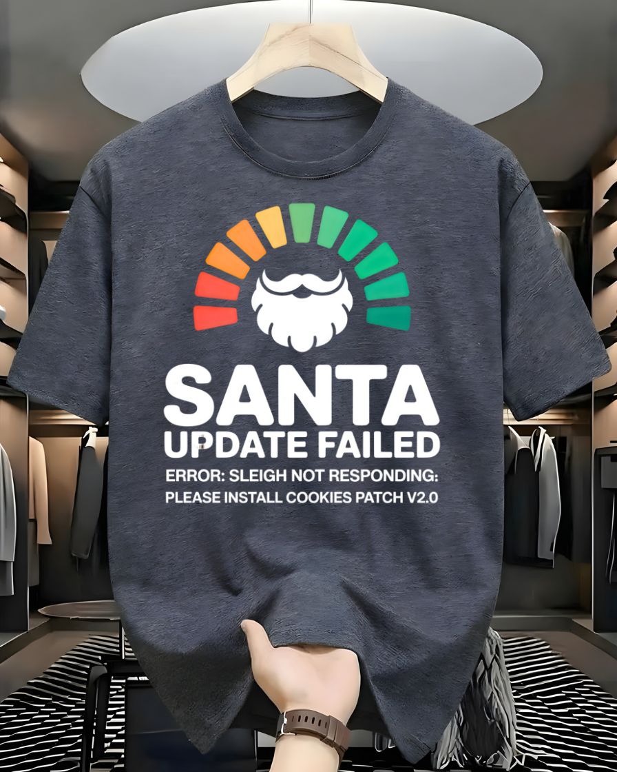 "Santa Updates Failed" Software Error Parody Christmas T-Shirt