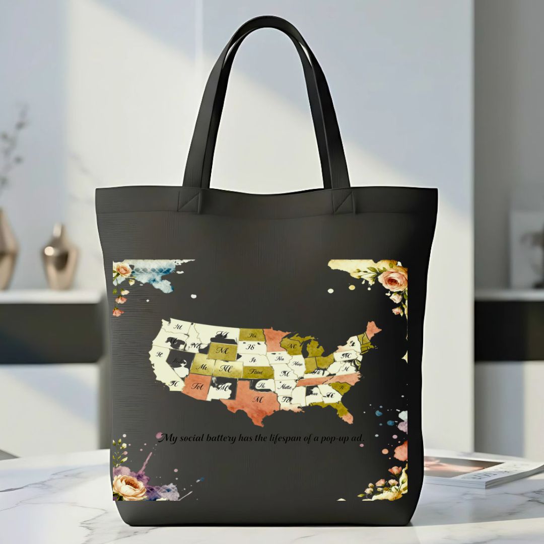 American States Tote Bag with Detailed USA Map