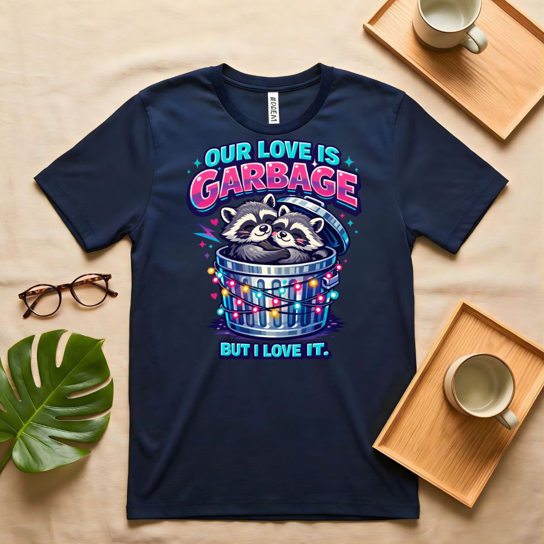 Our Love is Garage Raccoon Quirky Couple T-Shirt